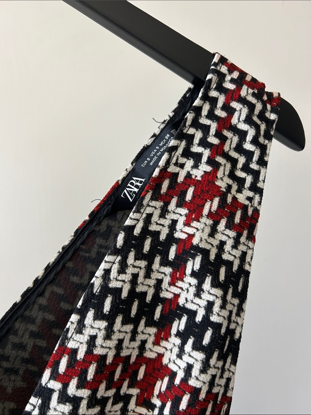 Zara Black, White & Red Houndstooth Pinafore Mini Dress - Picture 2 of 6